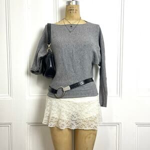 Cyrus Grey batwing sweater with high neckline minimalistic preppychic